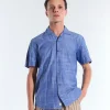 CAMICIA MC DRAYS TCO BLU