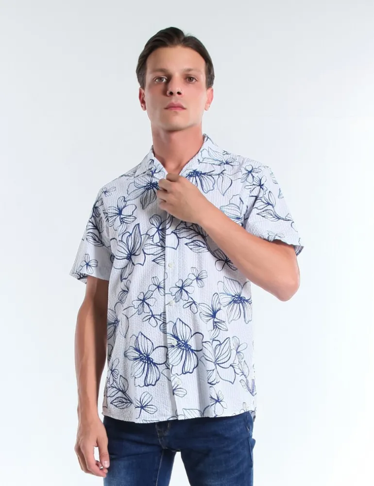 CAMICIA MC GUADS TCOF BIANCO BLU
