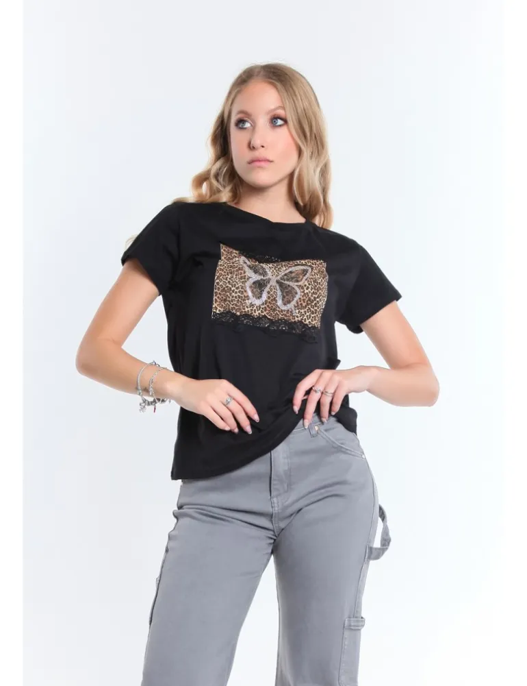 T-SHIRT NOTTE JCOPZ NERO FARFALLA